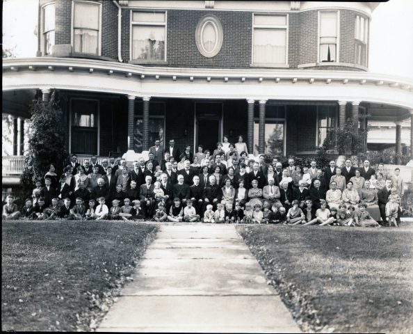 John W. and Cataherine Kleinhenz hold a family reuntion and celebration in their new home at 518 West Jackson Street in St Marys, Ohio, on September 30, 1928 in their new house. See associated photo with identified individuals? Can you help identify others? Please contact Andy Niekamp at andyniekamp@gmail.com