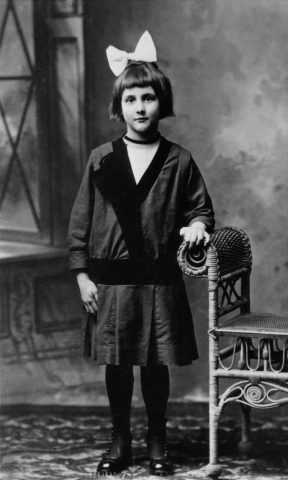 Alfrida (Kleinhenz) Willke. Age 7. Year taken: 1913. Alfrida wrote: At age 7, Aunt Minnie Kleinhenz took me to Celina on the train to have this picture taken.