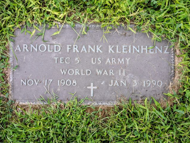 Arnold Kleinhenz Grave Military Marker ~ Saint Joseph Cemetery Lockbourne, Franklin County, Ohio ~ Date: August 19, 2026 ~ Source: Andy Niekamp