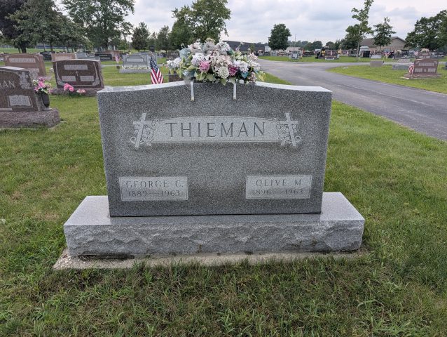George and Olive (Kleinhenz) Thieman Grave ~ Saint Augistine Cemetery Minster, Ohio ~ Date: August 14, 2026 ~ Source: Andy Niekamp