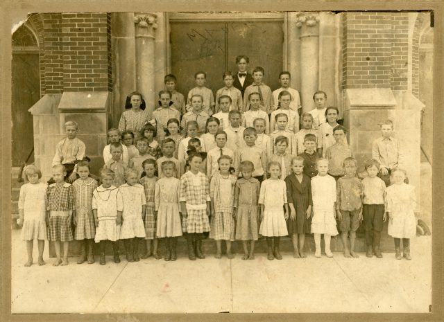 This undated, uncaptioned photo was found in the records of Bill and Esther Willke. It was taken in front of St. Rose Church in St. Rose, Ohio. The children appear to be the students from the one-room schoolhouse next to the church. There is handwriting on the photo that says "Mader Fer". A Ferd Mader was the school teacher at Saint Rose from 1915-1916. If you have any information about this photo, please contact Andy Niekamp at andyniekamp@gmail.com